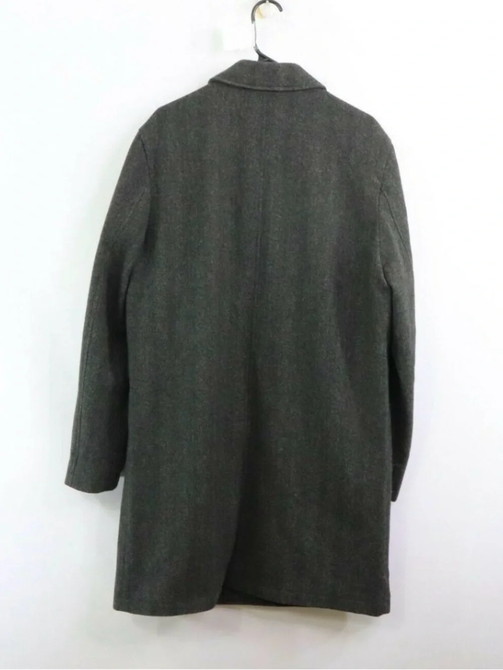 J. Crew Men’s Grey Wool Herringbone Westbourne Tweed Balmacaan Overcoat Large